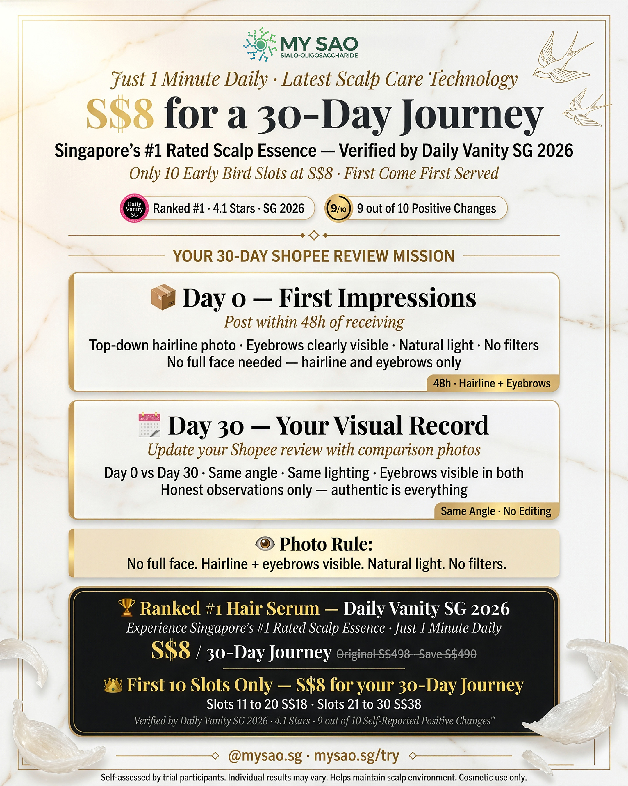 MY SAO Shopee Review Requirements — Day 0 First Impressions and Day 30 Visual Record